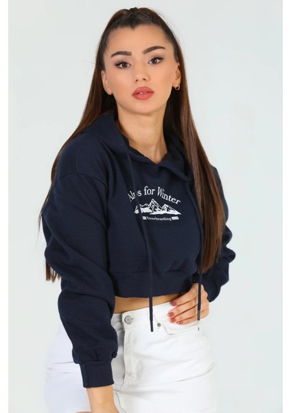 Kadın Kapüşonlu Baskılı Sweatshirt