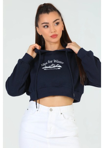 Kadın Kapüşonlu Baskılı Sweatshirt