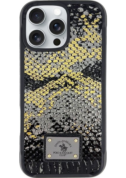 iPhone 16 Pro Max Uyumlu Kılıf Snake PU Deri Dizaynlı Mekanik Tuşlu Magsafeli Sagar Kapak