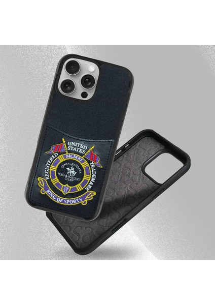 iPhone 16 Pro Max Uyumlu Kılıf Abner İçi Süet Nakış Desenli Kartvizitli Kapak modelleri