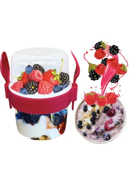 Bpa Free Diyet Öğün & Kahvaltı Için Çatal & Kaşıklı Kapaklı Yoğurt Müsli Salata Meyve Saklama Kabı