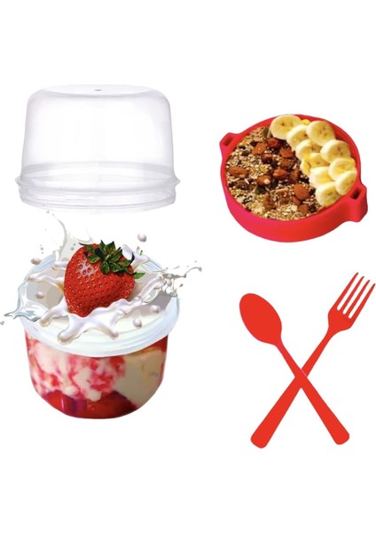 Bpa Free Diyet Öğün & Kahvaltı Için Çatal & Kaşıklı Kapaklı Yoğurt Müsli Salata Meyve Saklama Kabı fiyatları