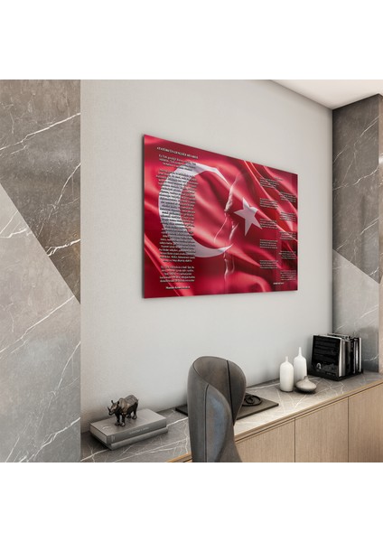 Atatürk Gençliğe Hitabe Cam Tablo - Yatay Motif 01-04