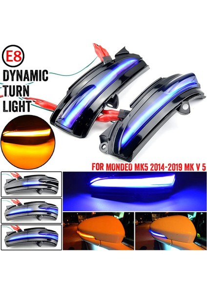 Mondeo Mk5 2014-2019 Ile Uyumlu Araba LED Dinamik Yan Dikiz Aynası Işık Dönüş Sinyali Işığı Mavi Flaşör Göstergesi (Yurt Dışından)