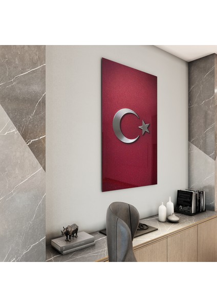 Türk Bayrağı Cam Tablo - Yatay Motif 01-023 fiyatları