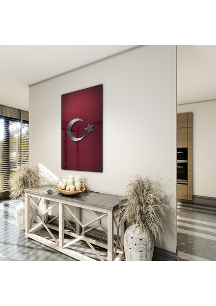 Türk Bayrağı Cam Tablo - Yatay Motif 01-023 fırsatları