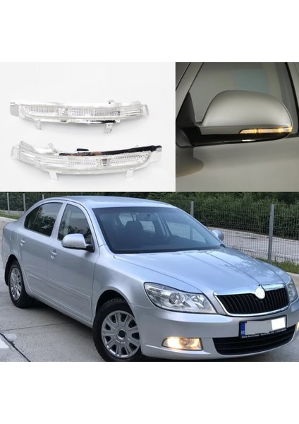 Sol ve Sağ LED Dikiz Aynası Işık Dönüş Sinyalleri Işık Kanat Tekrarlayıcı Gösterge Lambası 09-13 Superb Ile Uyumlu (Yurt Dışından)
