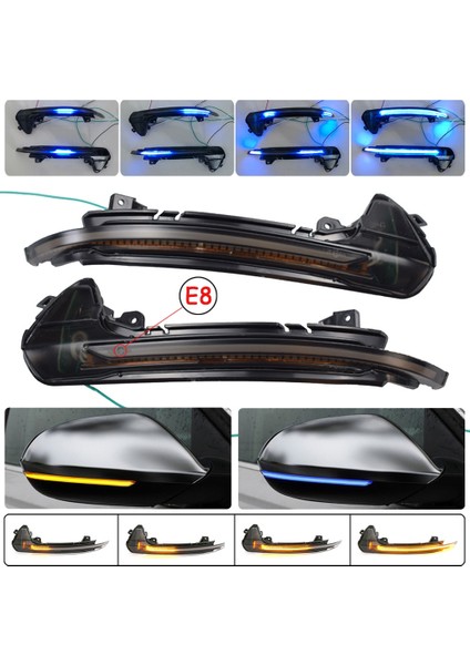 Araba LED Dinamik Dönüş Sinyal Işığı Dikiz Yan Ayna Işık Göstergesi Ile Uyumlu-A6 Rs6 4g C7 7.5 2012-2018 Mavi-Sarı (Yurt Dışından) fiyatları