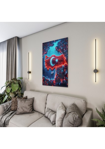 Türk Bayrağı Cam Tablo - Yatay Motif 01-014 modelleri