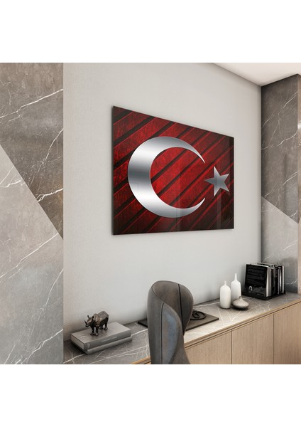 Türk Bayrağı Cam Tablo - Dikey Motif 01-001 fiyatları