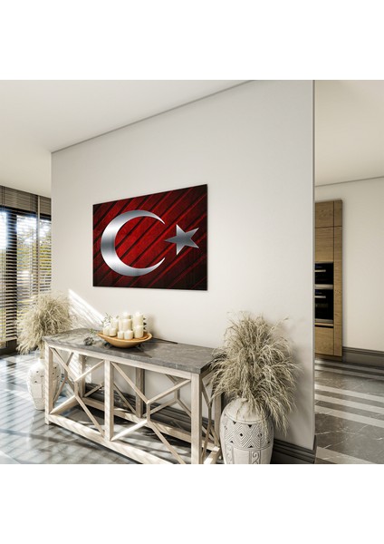 Türk Bayrağı Cam Tablo - Dikey Motif 01-001 fırsatları