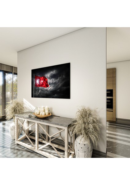 Türk Bayrağı Cam Tablo - Dikey Motif 01-011 fırsatları