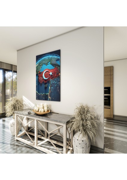 Türk Bayrağı Cam Tablo - Yatay Motif 01-010 fırsatları