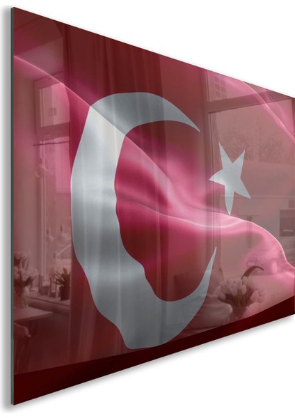 Türk Bayrağı Cam Tablo - Dikey Motif 01-010