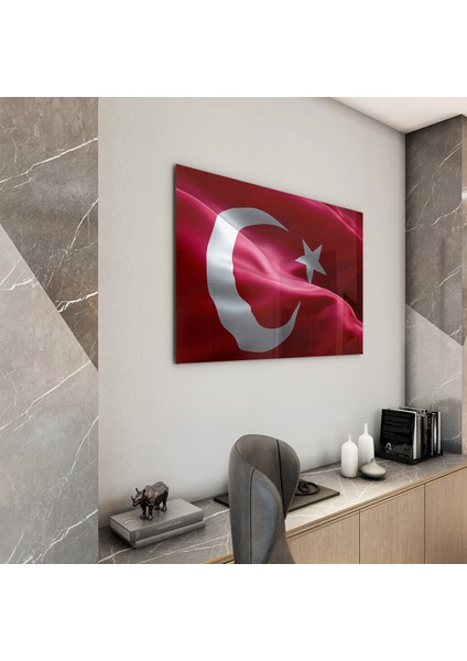 Türk Bayrağı Cam Tablo - Dikey Motif 01-010 fiyatları