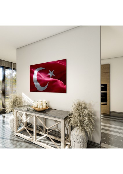 Türk Bayrağı Cam Tablo - Dikey Motif 01-010 fırsatları