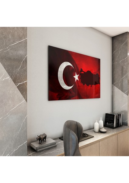 Türk Bayrağı Cam Tablo - Dikey Motif 01-005 fiyatları