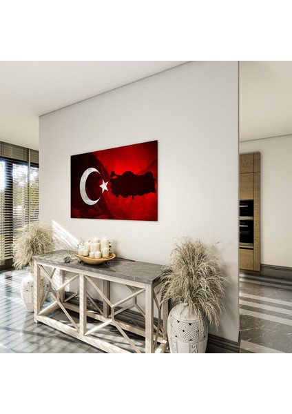 Türk Bayrağı Cam Tablo - Dikey Motif 01-005 fırsatları
