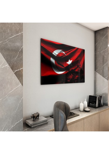 Türk Bayrağı Cam Tablo - Dikey Motif 01-009 fiyatları