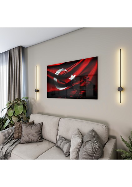 Türk Bayrağı Cam Tablo - Dikey Motif 01-009 modelleri