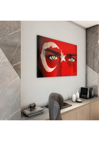 Türk Bayrağı Cam Tablo - Dikey Motif 01-012 fiyatları