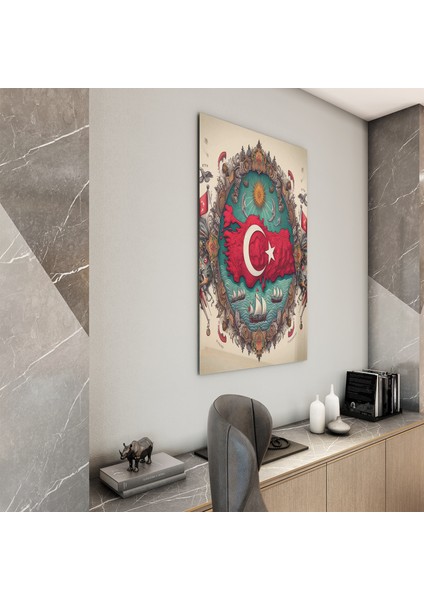 Türk Bayrağı Cam Tablo - Yatay Motif 01-018 fiyatları