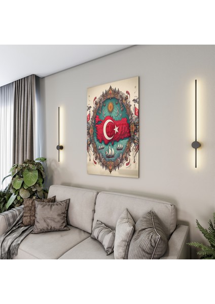 Türk Bayrağı Cam Tablo - Yatay Motif 01-018 modelleri