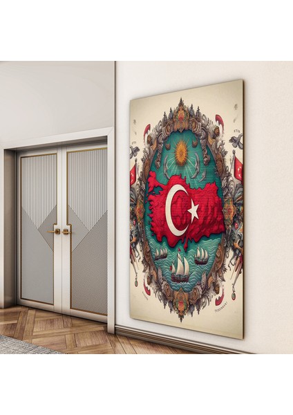 Türk Bayrağı Cam Tablo - Yatay Motif 01-018 indirimleri