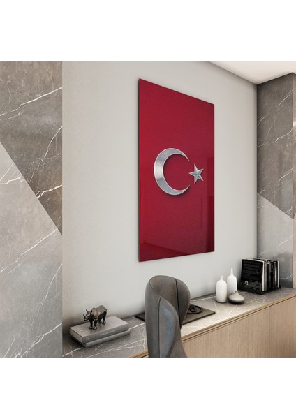 Türk Bayrağı Cam Tablo - Yatay Motif 01-008 fiyatları