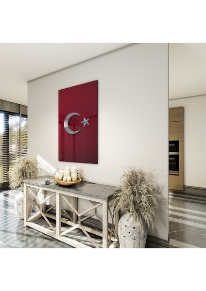 Türk Bayrağı Cam Tablo - Yatay Motif 01-008 fırsatları