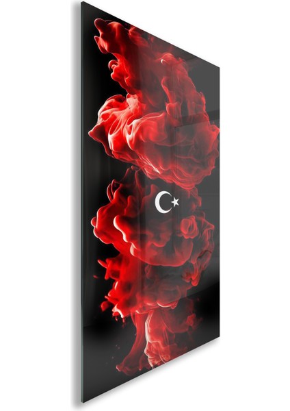 Türk Bayrağı Cam Tablo - Yatay Motif 01-026