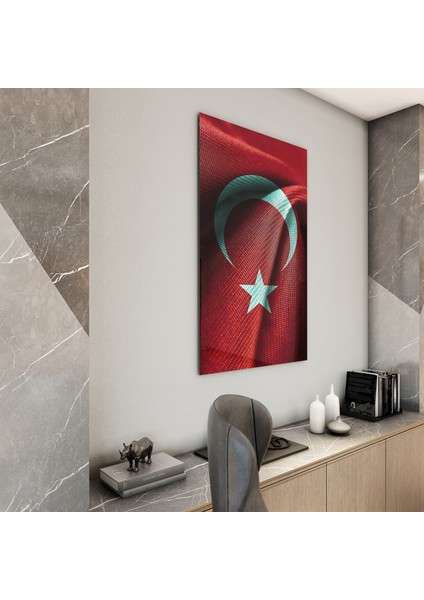 Türk Bayrağı Cam Tablo - Yatay Motif 01-013 fiyatları