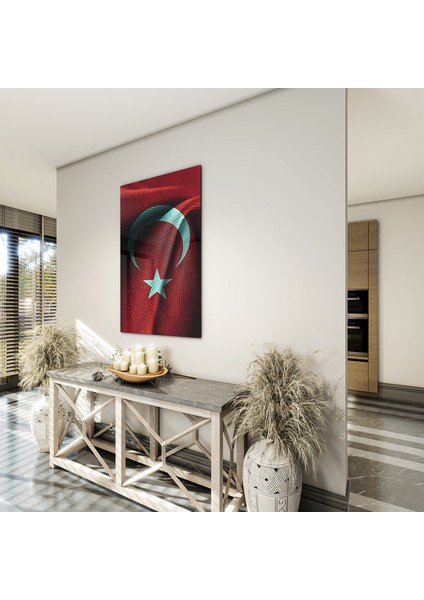 Türk Bayrağı Cam Tablo - Yatay Motif 01-013 fırsatları