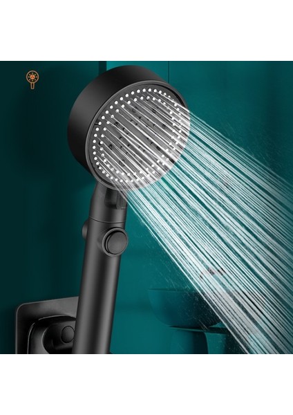 Siyah Stand Stili Banyo Duş Başlığı Yüksek Basınçlı Su Tasarruflu Duş Bataryası Tek Tuş Durdurma Su Masajlı Duş Su Musluk Banyo Aksesuarları (Yurt Dışından)