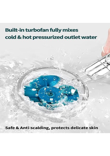 Mavi ve 3 Filtre Stili Sıcak 360 Derece Dönen Pervane Duş Başlığı Filtresi Su Yüksek Basınçlı Duş Küçük Fan Hortum Tutucu Banyo Aksesuarları (Yurt Dışından)