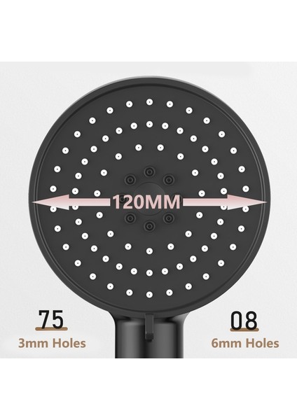 Siyah 3'lü Set Tarzı 6 Modlu Duş Başlığı Yüksek Basınçlı Su Tasarruflu Duş Tek Tuşla Durdurma Su Masajlı Duş Başlığı Banyo Aksesuarları Için 12CM Panel (Yurt Dışından)