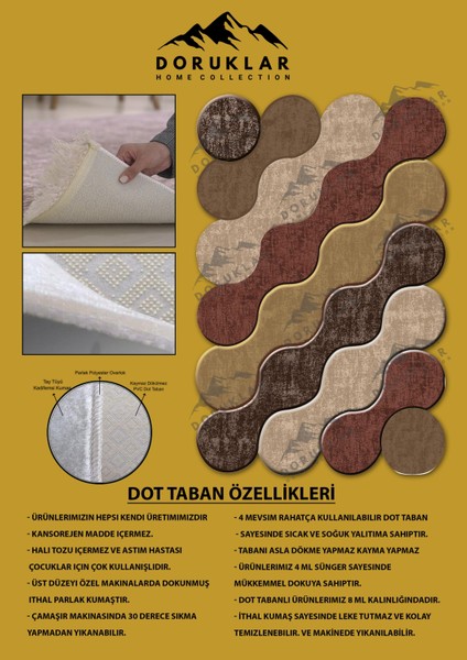 Kaymaz Taban Yıkanabilir Dijital Baskı Dekoratif Modern Desenli Elegance Serisi Lazer Kesim Dot Taban Halı ELG36 fiyatları