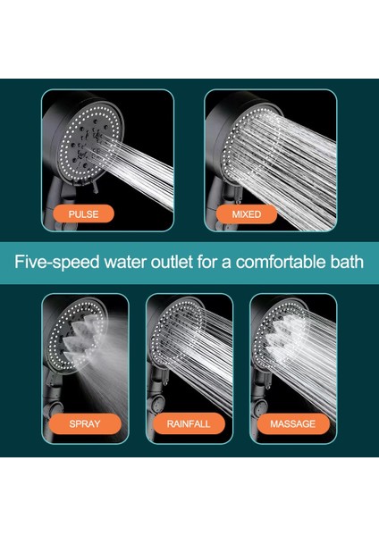 Gümüş Set Stili Yüksek Basınçlı Duş Başlığı 5 Vitesli Ayar Modu Su Tasarrufu Sağlayan Tek Tuşla Durdurma Suyu El Duş Başlığı Banyo Aksesuarları (Yurt Dışından) fırsatları