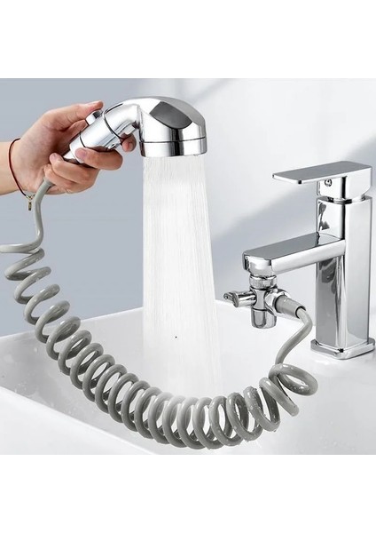 Gri Hortum Seti Stili 3 Inç Banyo Musluk Harici Set Duş El Püskürtücü Mutfak Musluk Yönlendirme Vanası Su Yönlendirme Ev Banyo Yönlendirici (Yurt Dışından)