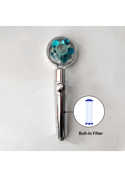 Mavi Fanlı Duş Tarzı Zloog Duş Başlığı Su Tasarrufu Akış 360 Derece Dönen Küçük Fan Filtresi Yüksek Basınçlı Sprey Banyo Aksesuarları (Yurt Dışından)