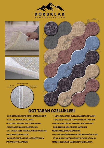 Kaymaz Taban Yıkanabilir Dijital Baskı Dekoratif Modern Desenli Elegance Serisi Lazer Kesim Dot Taban Halı ELG33 fiyatları