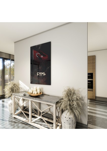 Türk Bayrağı Cam Tablo - Yatay Motif 01-028 fırsatları
