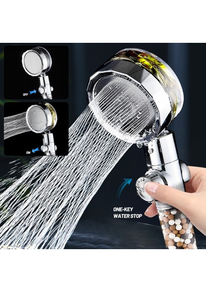 Altın Tarzı 360 Derece Dönen Küçük Fan Güçlü Basınçlandırma Filtresi Duş Başlığı Spa Anyon Taş Püskürtücü Banyo Aksesuarları (Yurt Dışından) modelleri
