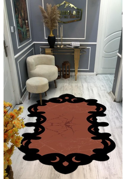 Kaymaz Taban Yıkanabilir Dijital Baskı Dekoratif Modern Desenli Elegance Serisi Lazer Kesim Dot Taban Halı ELG31