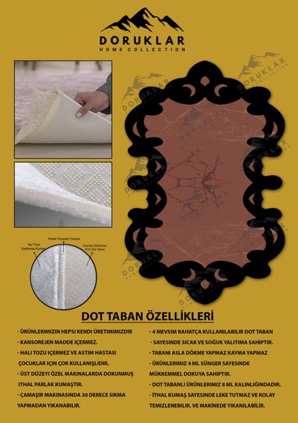 Kaymaz Taban Yıkanabilir Dijital Baskı Dekoratif Modern Desenli Elegance Serisi Lazer Kesim Dot Taban Halı ELG31