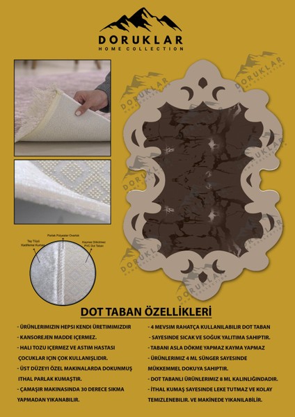 Kaymaz Taban Yıkanabilir Dijital Baskı Dekoratif Modern Desenli Elegance Serisi Lazer Kesim Dot Taban Halı ELG30