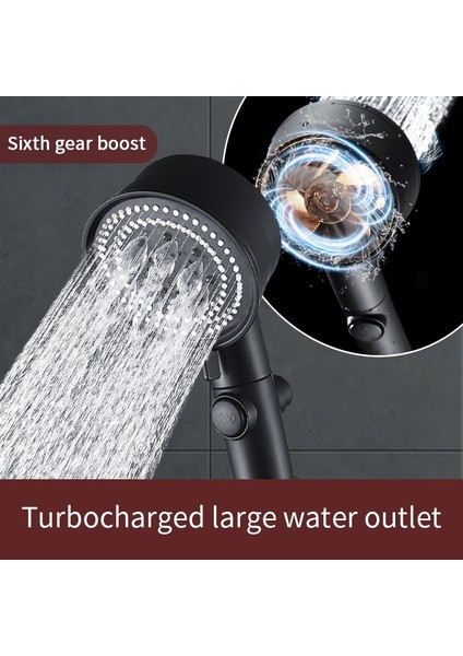 Mavi Fanlı Duş Tarzı Yeni 5 Mod Su Tasarruflu Duş Başlığı Siyah Yüksek Basınçlı Turbo Duş Tek Tuşla Durdurma Su Duş Başlığı Küçük Fan ile Banyo Için (Yurt Dışından)