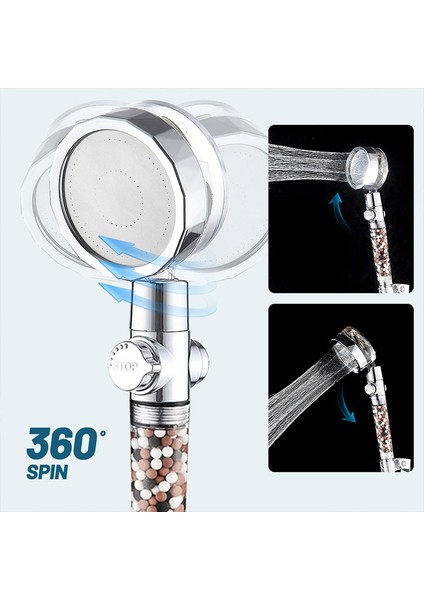 Altın Tarzı Pervane Duş Başlığı Yüksek Basınç Seti 360 Döndür Altın Fan Turboşarj Saf Yağış Helix Eco Duş Tasarruflu Su Duşu (Yurt Dışından) fiyatları