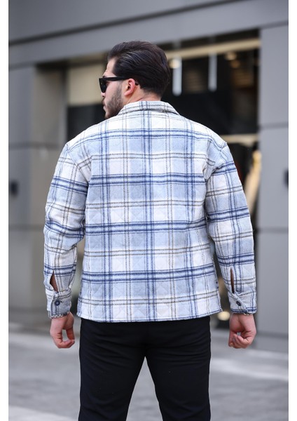 Gri Beyaz Ekose Kapitone Detaylı Regular Fit CEKET-2454 modelleri