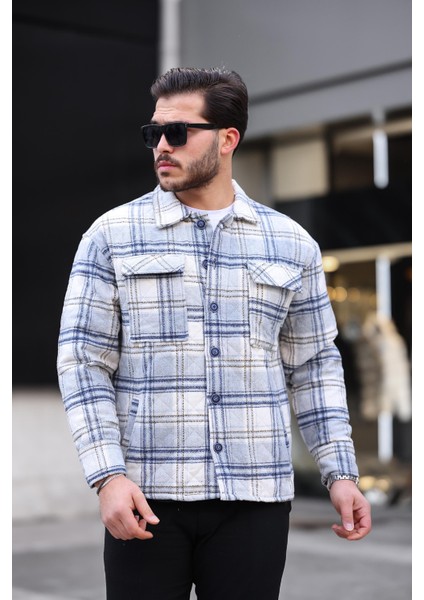 Gri Beyaz Ekose Kapitone Detaylı Regular Fit CEKET-2454 fırsatları